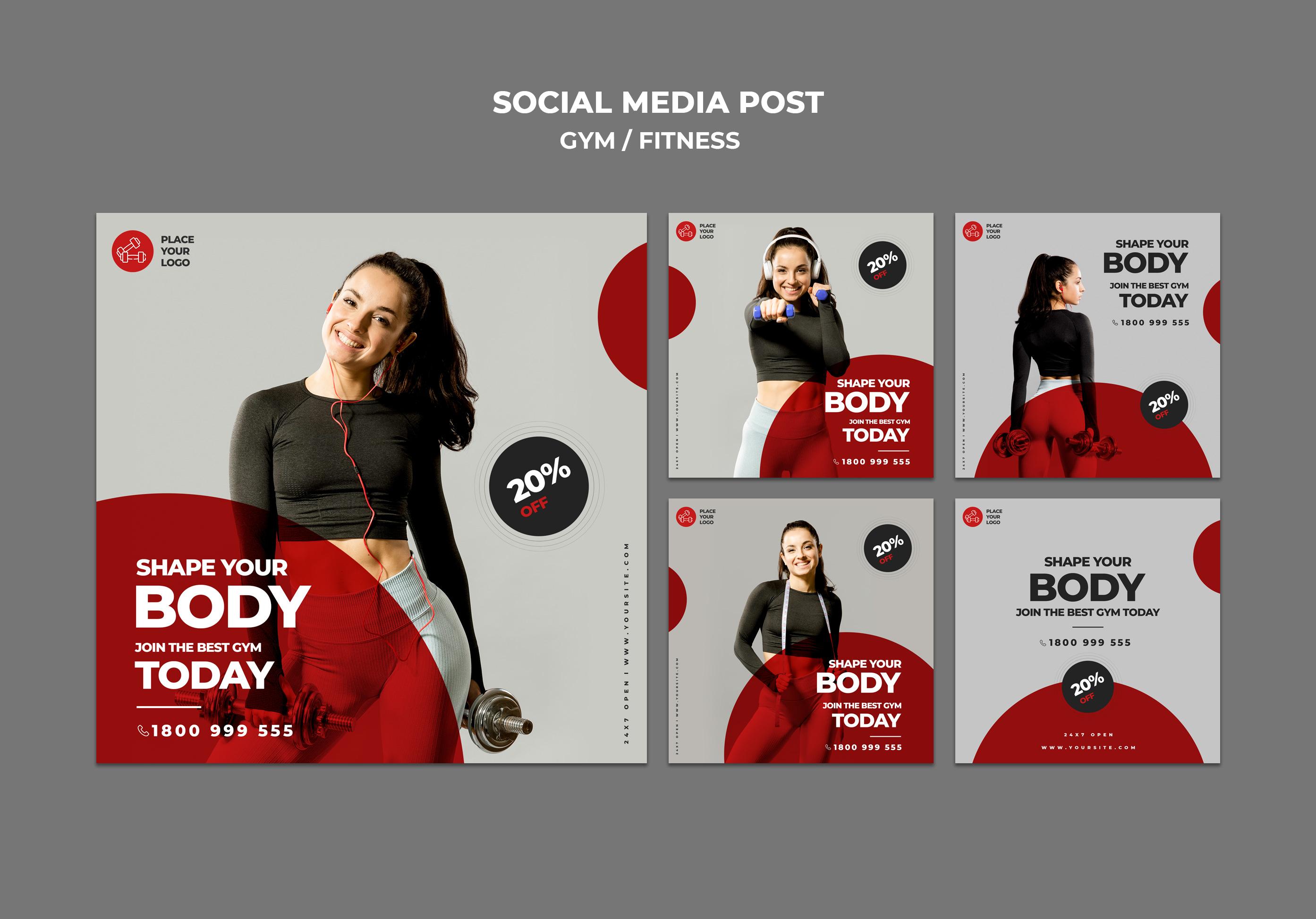 Fitness Temalı Sosyal Medya Post Tasarımı